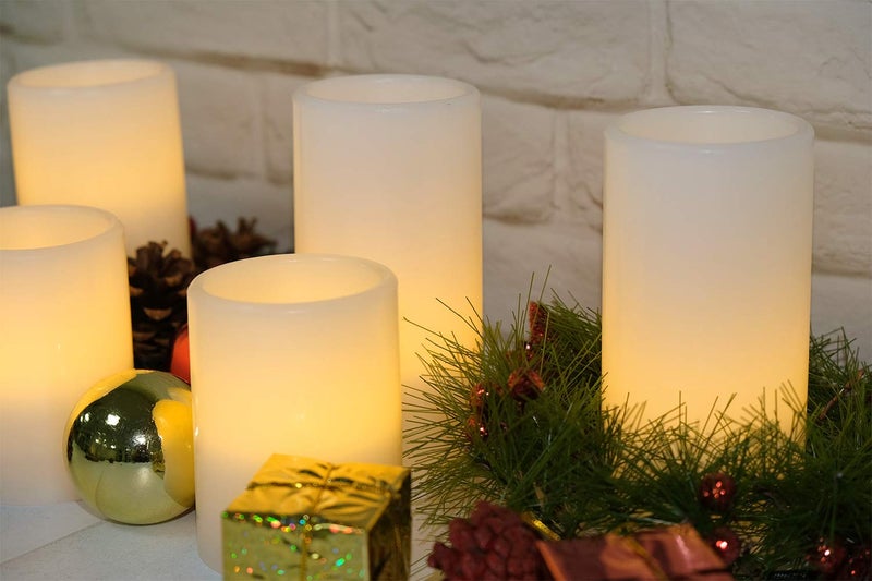 Eldnacele Flameless Flickering Candles Battery Operated Real Wax White Color with 8 Hours Timer for Christmas Home Decoration and Parties Set of 6(3"x 4", 3"x 6") - Image 4
